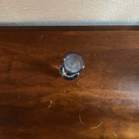 Vtg Bud Vase Delicate Clear Blue Glass Round Base Bullicante Bubbles Denmark - Picture 6 of 9